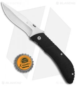 CRKT B.U.L.L. Front Flipper Liner Lock Knife Black Zytel (3" Satin) 6562 -Crkt CRKT B.U.L.L. Front Flipper Black Zytel Satin 6562 BHQ 87024 jr bottlecap