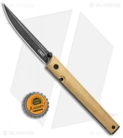 CRKT CEO Liner Lock Blade HQ Exclusive Knife Brass (3.11" Black Stonewash D2) -Crkt CRKT Brass CEO LL Black SW BHQ 113987 jr bottlecap