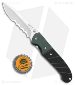 CRKT Ignitor Spring Assisted Knife Black & Green G-10 (3.38" Satin Serr) 6855 -Crkt CRKT Ignitor SA Black and Green G 10 Satin Serr BHQ 4147 jr bottlecap