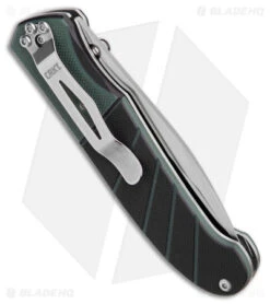 CRKT Ignitor Spring Assisted Knife Black & Green G-10 (3.38" Satin Serr) 6855 -Crkt CRKT Ignitor SA Black and Green G 10 Satin Serr BHQ 4147 jr side