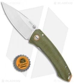 CRKT Exclusive Burnley Tuna Frame Lock Knife Green Micarta (3.3" Satin S35VN) -Crkt CRKT Tuna FL Green Micarta Satin BHQ 113868 jr bottlecap