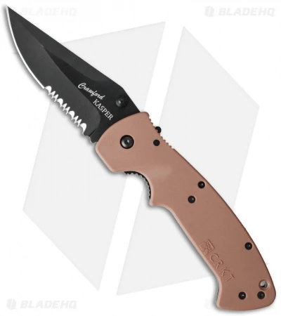 CRKT Crawford Kasper Liner Lock Knife Tan Zytel (3.75" Black Serr) 6783DB 3 CRKT Crawford Kasper Liner Lock Knife Tan Zytel (3.75" Black Serr) 6783DB